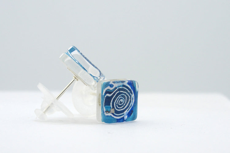 Glass Post Earrings - Patterned
